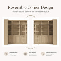 Ladder Bookcase Wall Unit with Corner Cabinet
