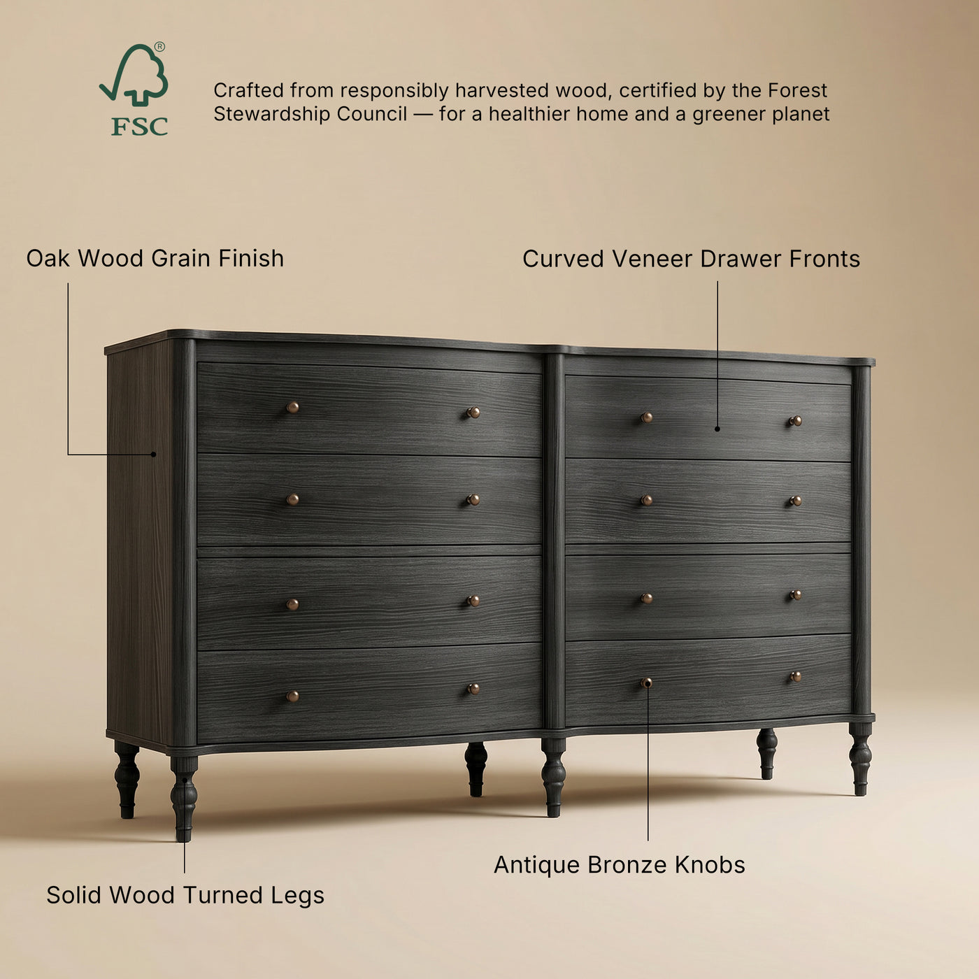 Curva 8-Drawer Double Dresser