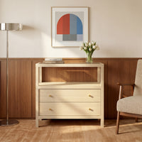 2-Drawer Nightstand with Glass Top