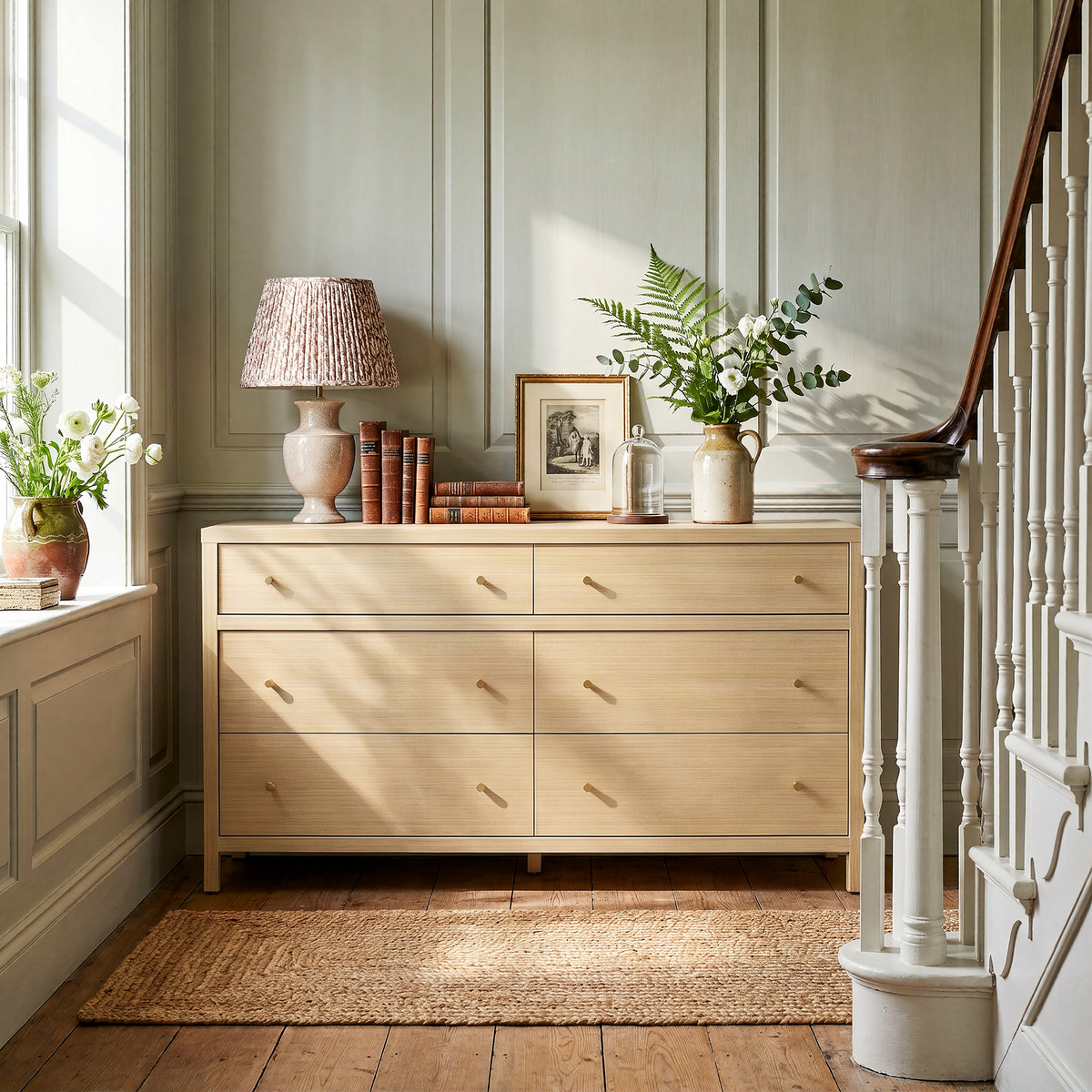 Storage Cabinet with Flip-Down Doors and 4 Drawers