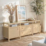 Storage Cabinet with Open Shelf, Drawers and Double Cabinets