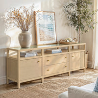 Storage Cabinet with Open Shelf, Drawers and Double Cabinets