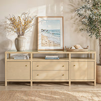 Storage Cabinet with Open Shelf, Drawers and Double Cabinets