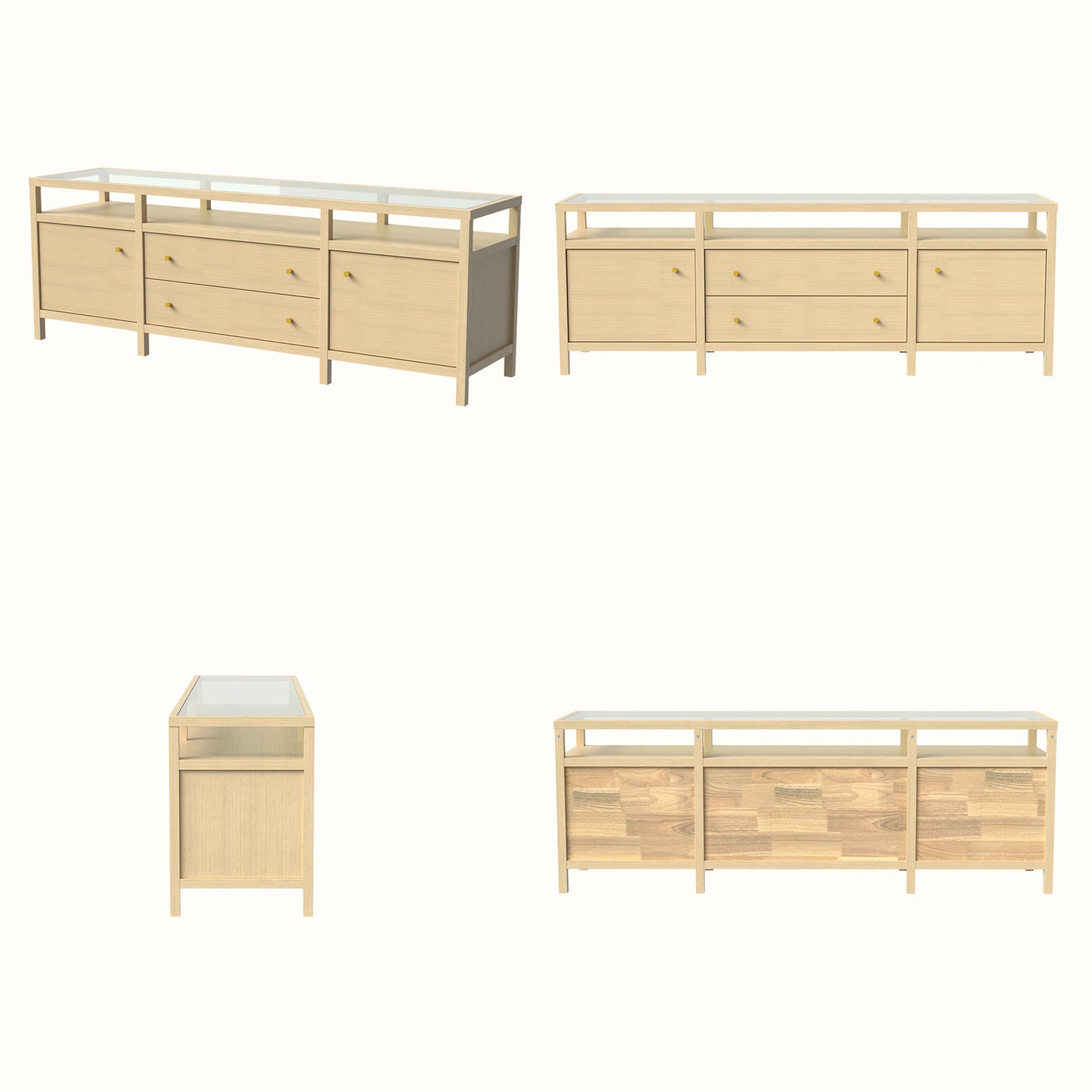Storage Cabinet with Open Shelf, Drawers and Double Cabinets