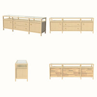 Storage Cabinet with Open Shelf, Drawers and Double Cabinets