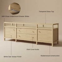 Storage Cabinet with Open Shelf, Drawers and Double Cabinets