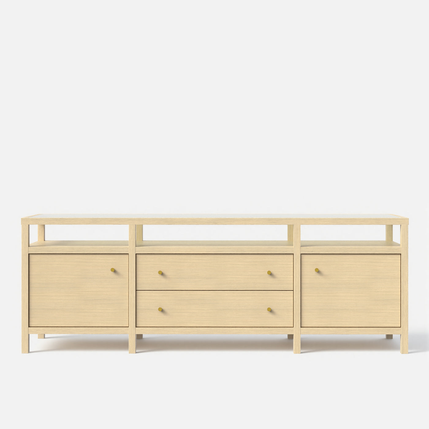 Storage Cabinet with Open Shelf, Drawers and Double Cabinets