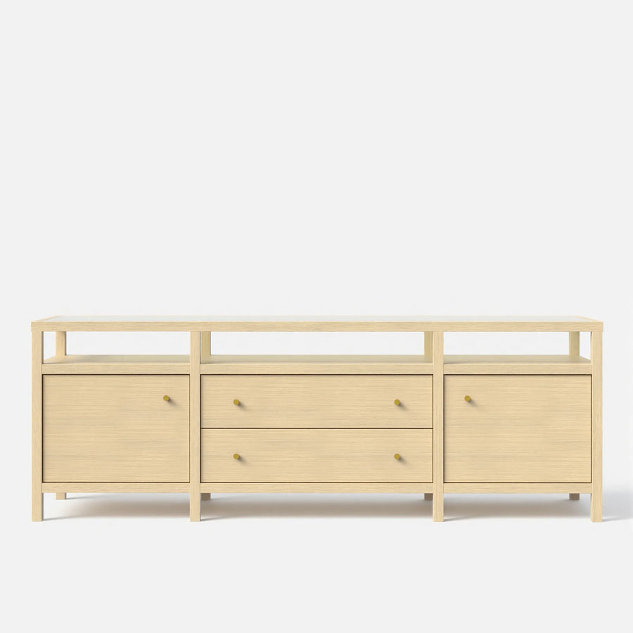 Storage Cabinet with Open Shelf, Drawers and Double Cabinets