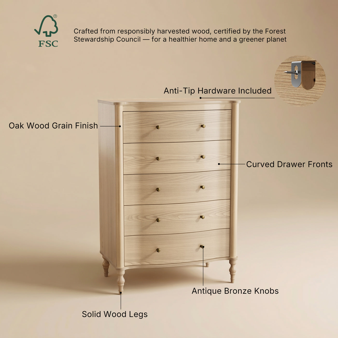 Curva 5-Drawer Chest