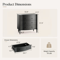 Curva 3-Drawer Nightstand