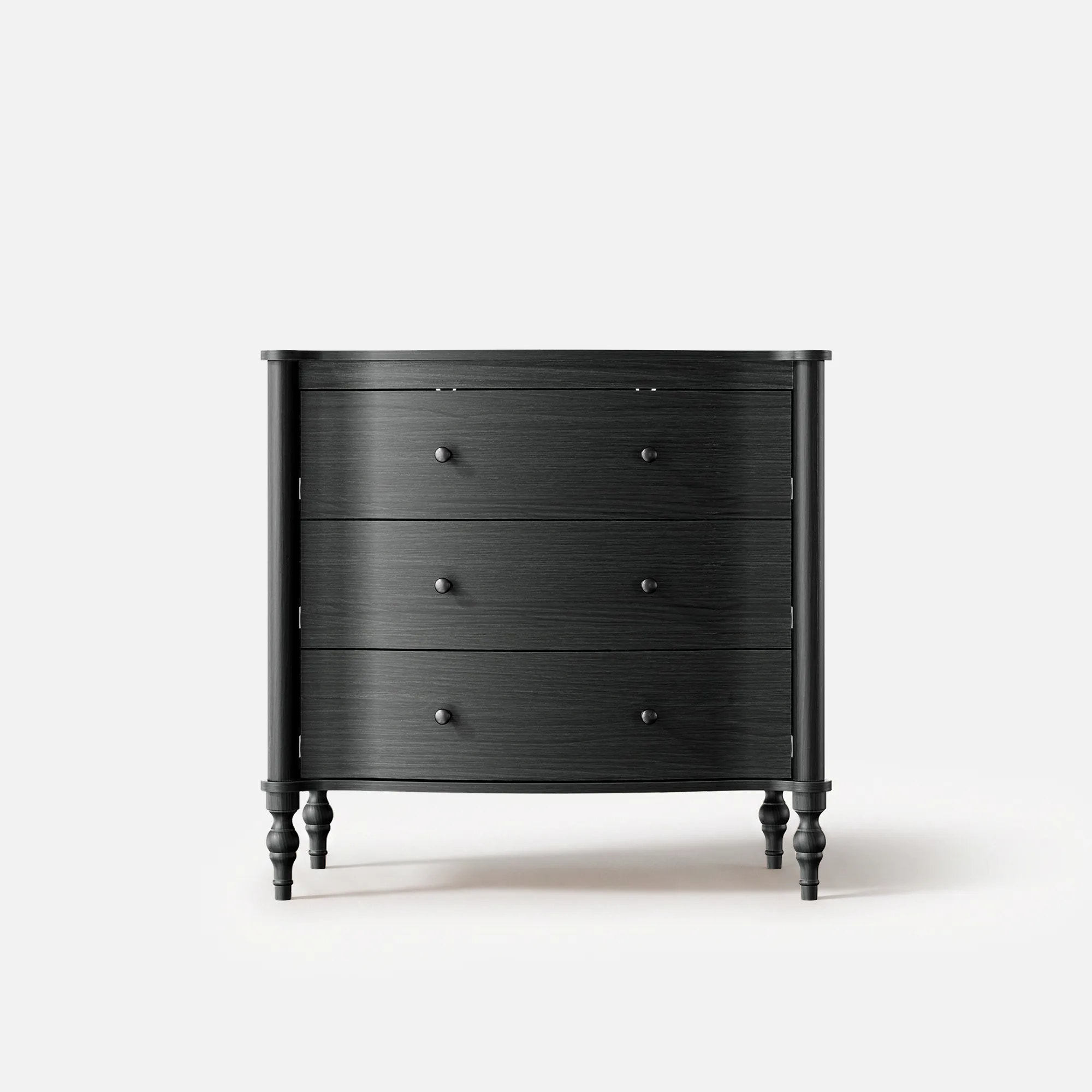 Curva 3-Drawer Nightstand-Black