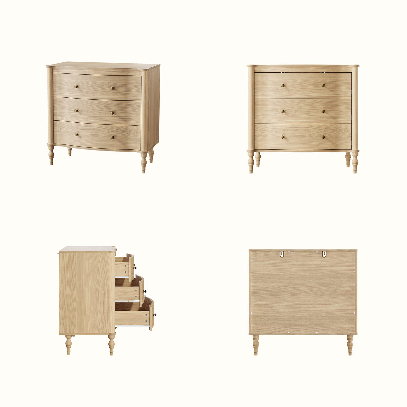 Curva 3-Drawer Nightstand