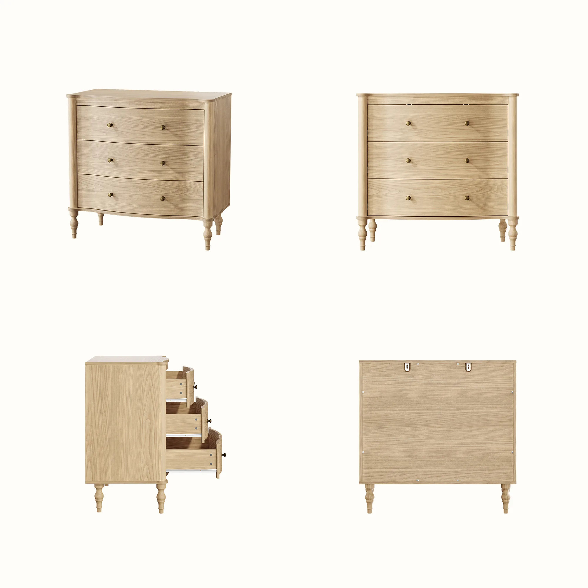 Curva 3-Drawer Nightstand-Natural