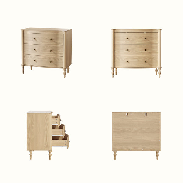 Curva 3-Drawer Nightstand