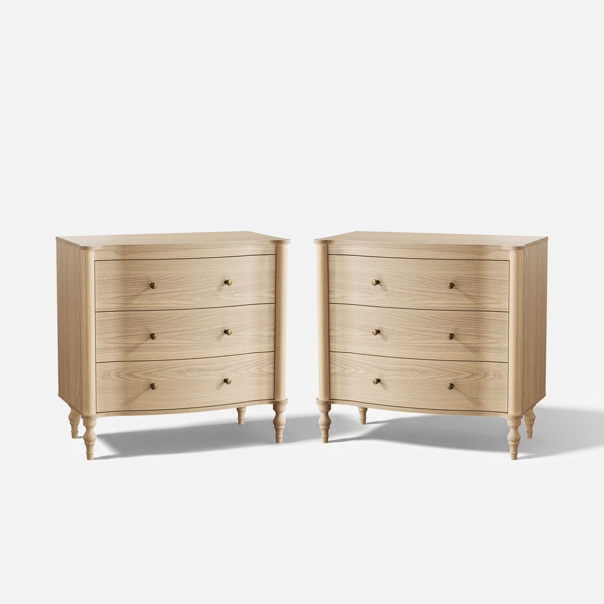 Curva 3-Drawer Nightstand Set of 2-Natural
