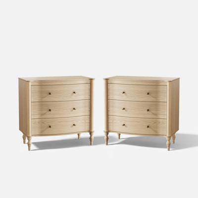 Curva 3-Drawer Nightstand Set of 2-Natural