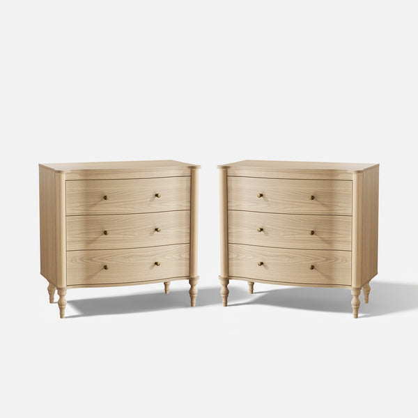 Curva 3-Drawer Nightstand Set of 2-Natural