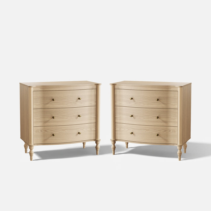 Curva 3-Drawer Nightstand Set of 2-Natural
