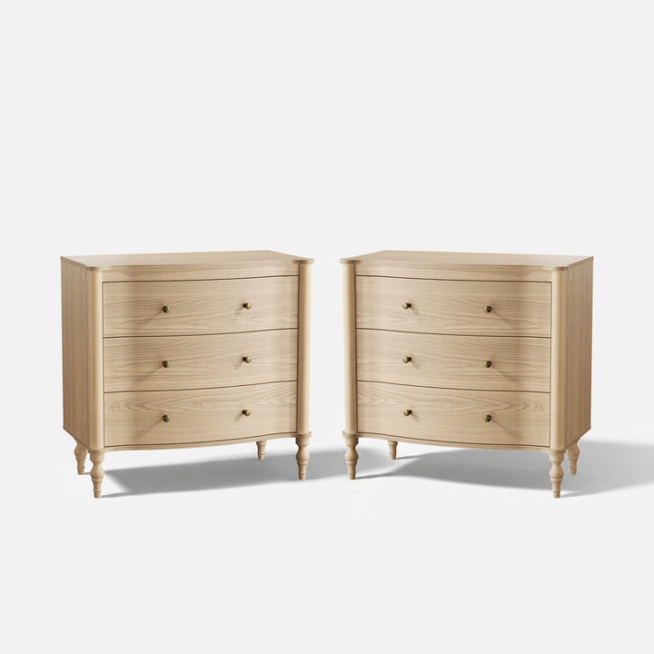 Curva 3-Drawer Nightstand Set of 2-Natural