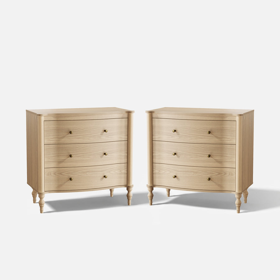 Curva 3-Drawer Nightstand Set of 2-Natural