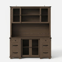 Wood Bookcase with Mesh Doors, Drawers and Open Shelving