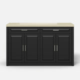 Modern Double-Sided Kitchen Island with Storage and Seating Space-Black