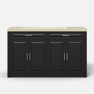Modern Double-Sided Kitchen Island with Storage and Seating Space-Black