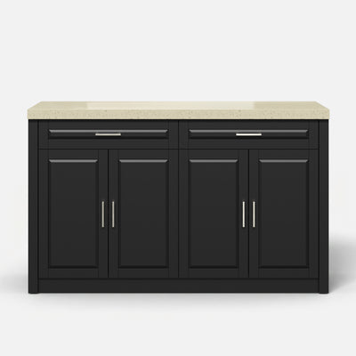 Modern Double-Sided Kitchen Island with Storage and Seating Space-Black