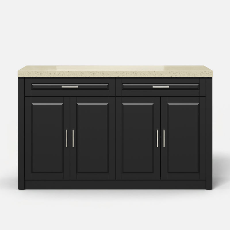 Modern Double-Sided Kitchen Island with Storage and Seating Space-Black