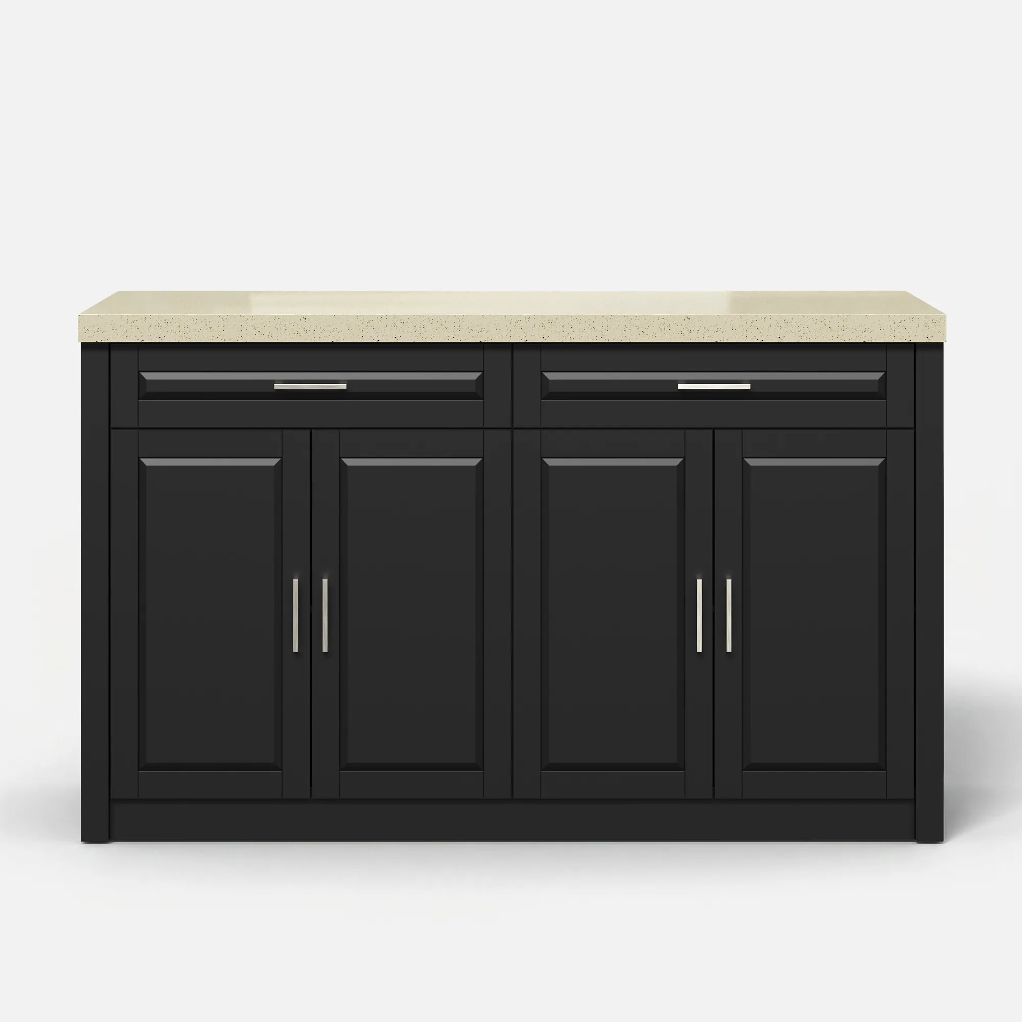 Modern Double-Sided Kitchen Island with Storage and Seating Space-Black