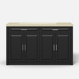 Modern Double-Sided Kitchen Island with Storage and Seating Space-Black