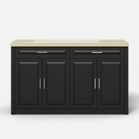 Modern Double-Sided Kitchen Island with Storage and Seating Space-Black