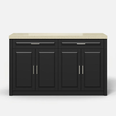 Modern Double-Sided Kitchen Island with Storage and Seating Space-Black