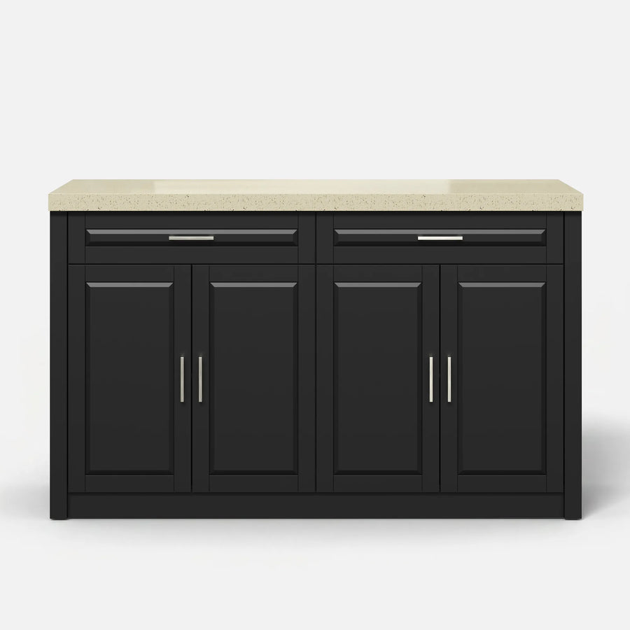 Modern Double-Sided Kitchen Island with Storage and Seating Space-Black