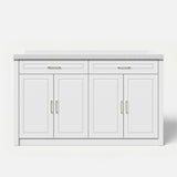 Modern Double-Sided Kitchen Island with Storage and Seating Space-White