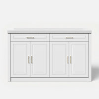 Modern Double-Sided Kitchen Island with Storage and Seating Space-White