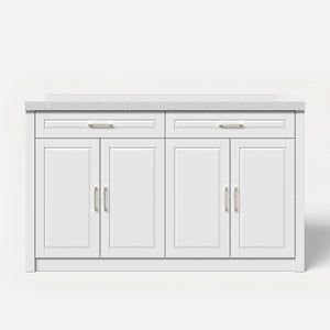 Modern Double-Sided Kitchen Island with Storage and Seating Space-White