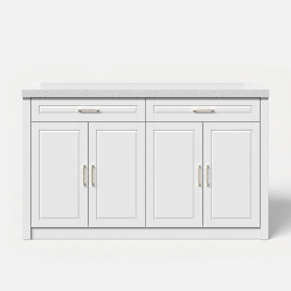 Modern Double-Sided Kitchen Island with Storage and Seating Space-White