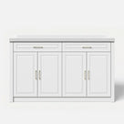 Modern Double-Sided Kitchen Island with Storage and Seating Space-White
