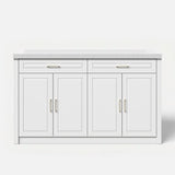 Modern Double-Sided Kitchen Island with Storage and Seating Space-White
