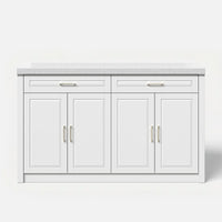 Modern Double-Sided Kitchen Island with Storage and Seating Space-White