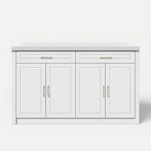 Modern Double-Sided Kitchen Island with Storage and Seating Space-White