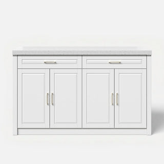 Modern Double-Sided Kitchen Island with Storage and Seating Space-White