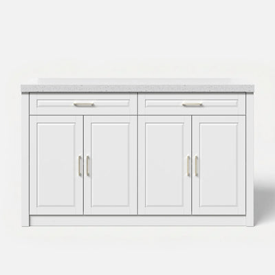 Modern Double-Sided Kitchen Island with Storage and Seating Space-White