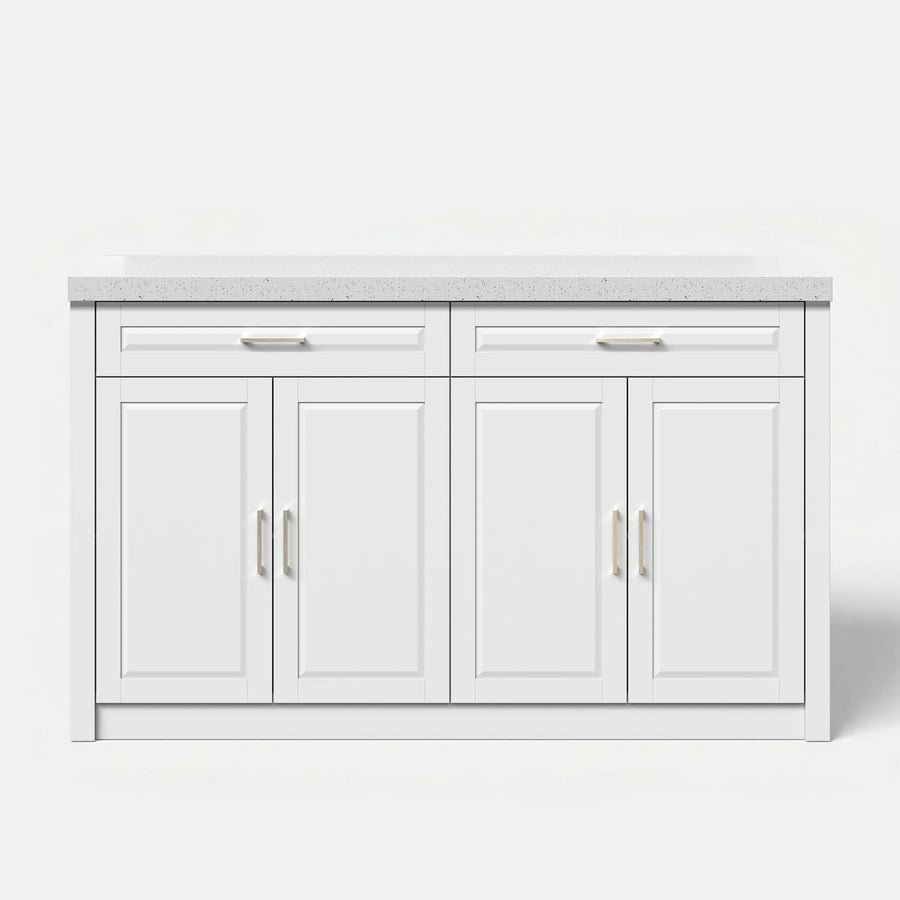 Modern Double-Sided Kitchen Island with Storage and Seating Space-White