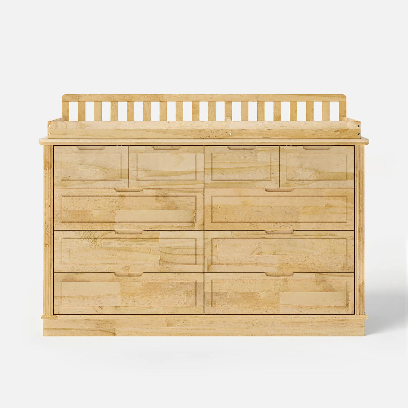 Solid Wood Changing Table with Drawers and Handle-Free Design-Natural