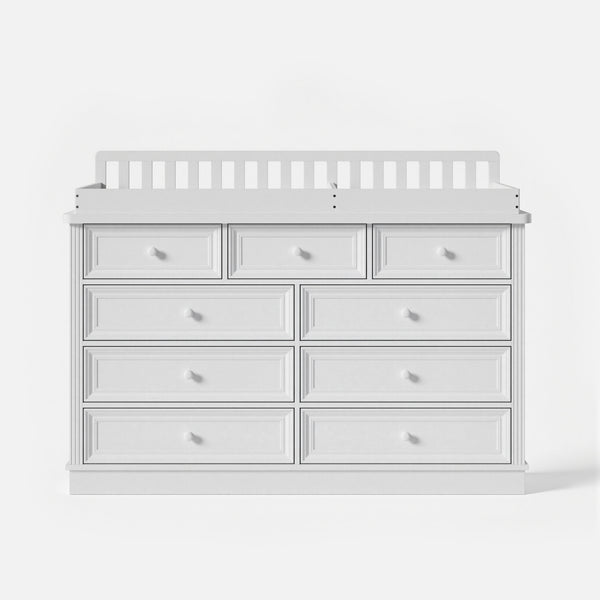 Solid Wood Changing Table with Drawers and Round Knob Handles-White