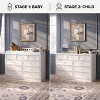 Solid Wood Changing Table with Drawers and Round Knob Handles
