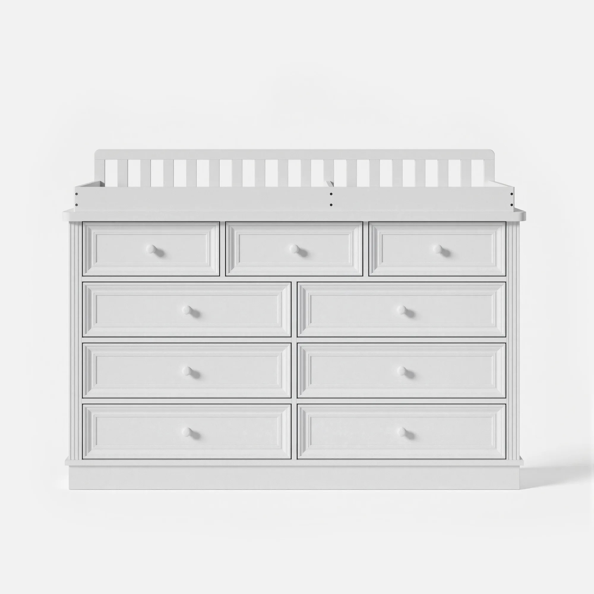 Solid Wood Changing Table with Drawers and Round Knob Handles-White