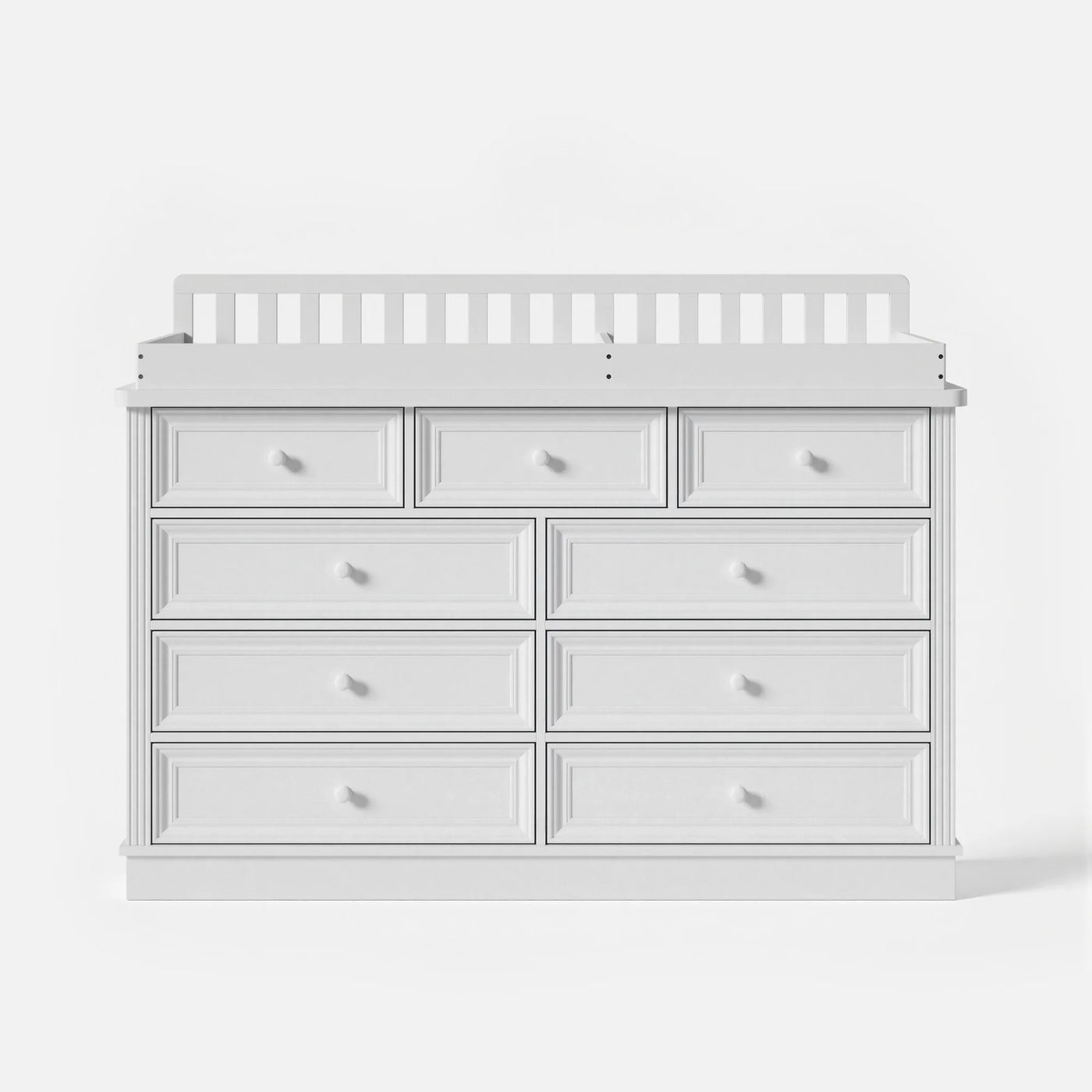 Solid Wood Changing Table with Drawers and Round Knob Handles-White